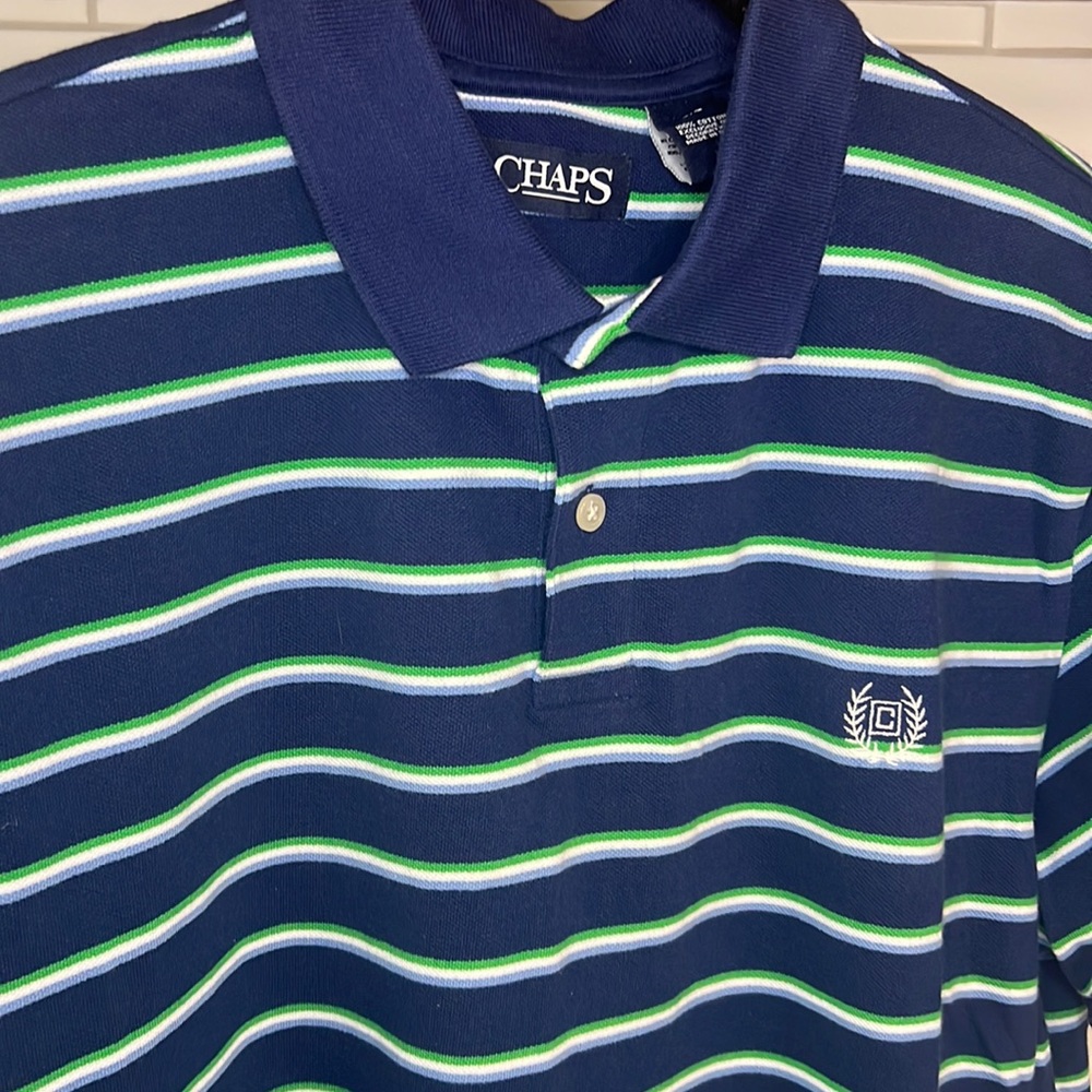 Chaps Shirt Mens Large Striped Short Sleeve Golf Vintage